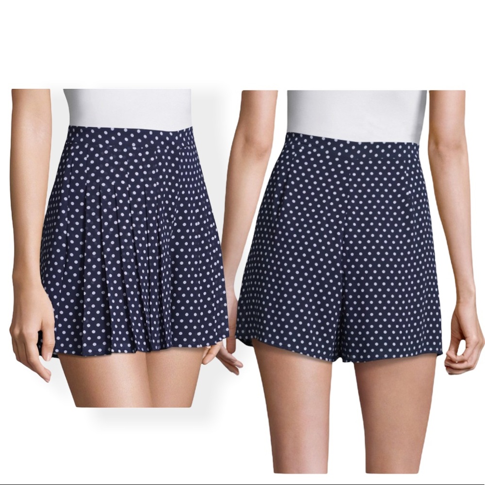 Michael Michael Kors Polka Dot Pleated Shorts Blue White Womens Size 4
